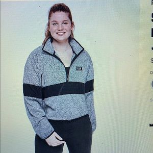 sweater knit cropped half zip